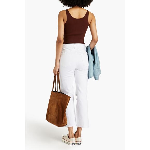 FRAME Le Jane WHITE  distressed high-rise straight-leg jeans size 30/US 8 - Picture 11 of 11